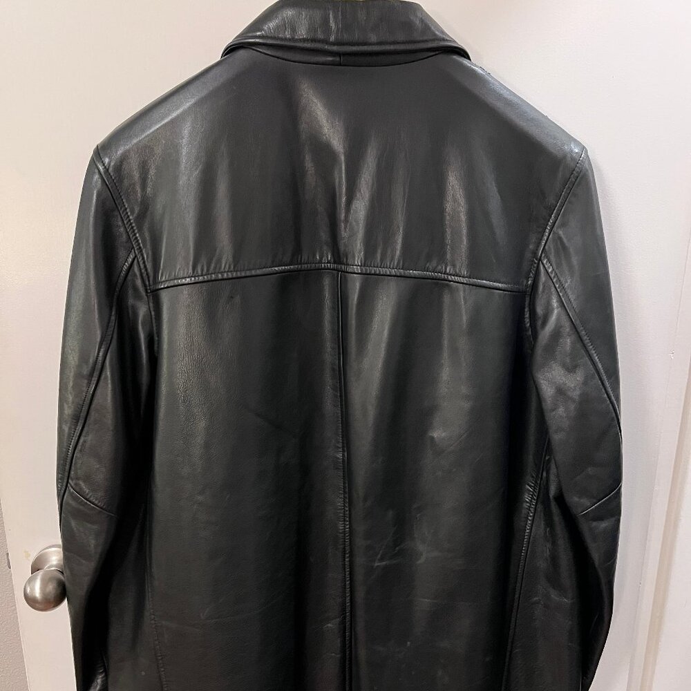 Vintage Banana Republic Genuine Cowhide Leather Car Coat / Black / Medium - Picture 2 of 5